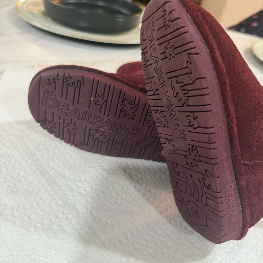 BearPaw Maroon Suede Boots with Shearling - Picture 7 of 8